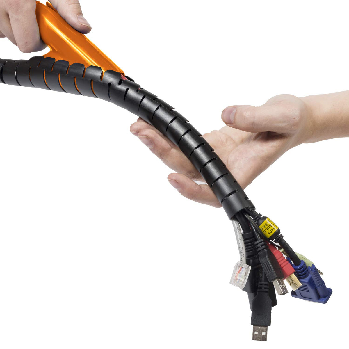 D-Line CZ252.5B Flexibler Kabelkanal, Optimale Kabelordnung mit dem Kabelschutzschlauch - Länge 2,5m, Durchmesser 25mm - Schwarz