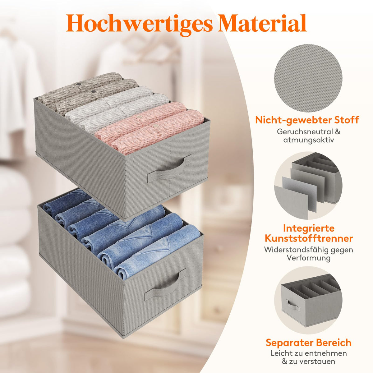 Lifewit 6 Pack Schubladen Organizer Kleidung, Faltbar Schrank Organizer