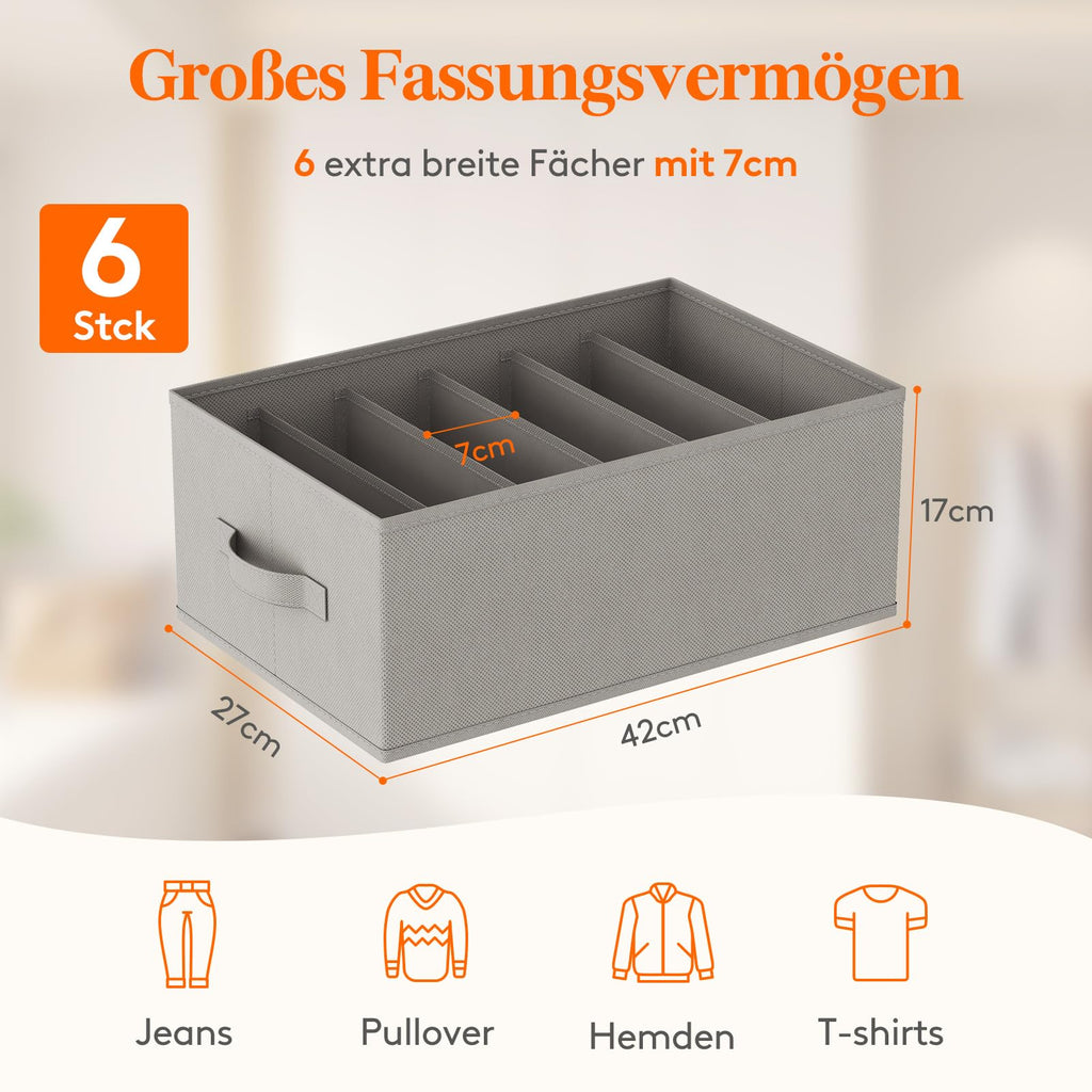Lifewit 6 Pack Schubladen Organizer Kleidung, Faltbar Schrank Organizer