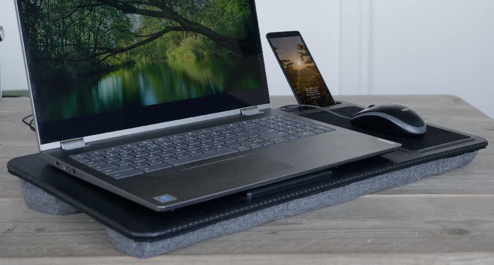 Vivol Laptopunterlage für Bett mit Mausunterlage - Laptop Kissen für max. 17 Zoll Notebook - Inkl. Telfonhalter