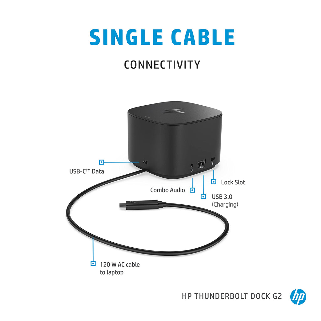 HP Thunderbolt Dock G2 (2UK37AA#ABA) Dockingstation Port Replicator (Zertifiziert generalüberholt)