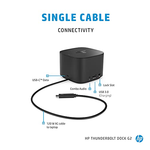 HP Thunderbolt Dock G2 (2UK37AA#ABA) Dockingstation Port Replicator (Zertifiziert generalüberholt)