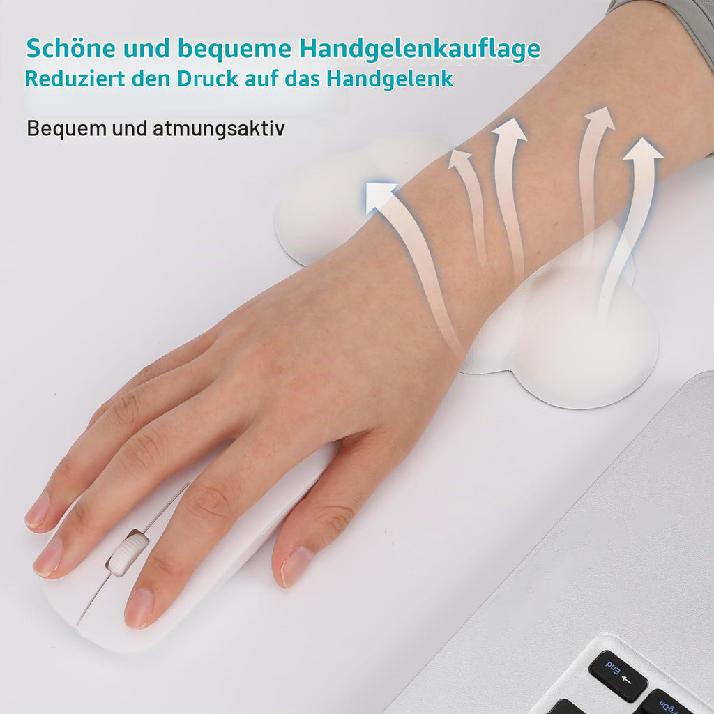 KALIONE 1 Stück Maus-Handgelenkauflage, Cloud-Maus-Handgelenkauflage, Maus-Handgelenkstütze mit Rutschfester Unterseite, Geeignet für Desktop-Computer, Laptop-Computer, Schule, Büro, Zuhause (Weiß)