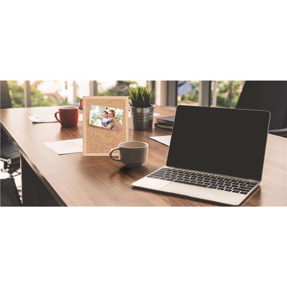 Memobe Pinnwand Kork 30x21 cm - Pinwand Korktafel mit Holzrahmen - Korkplatte für Foto Hängen, Notizen - Korkwand Naturkorkoberfläche - Cork Board für Büro - Vertikale oder Horizontale Anordnung