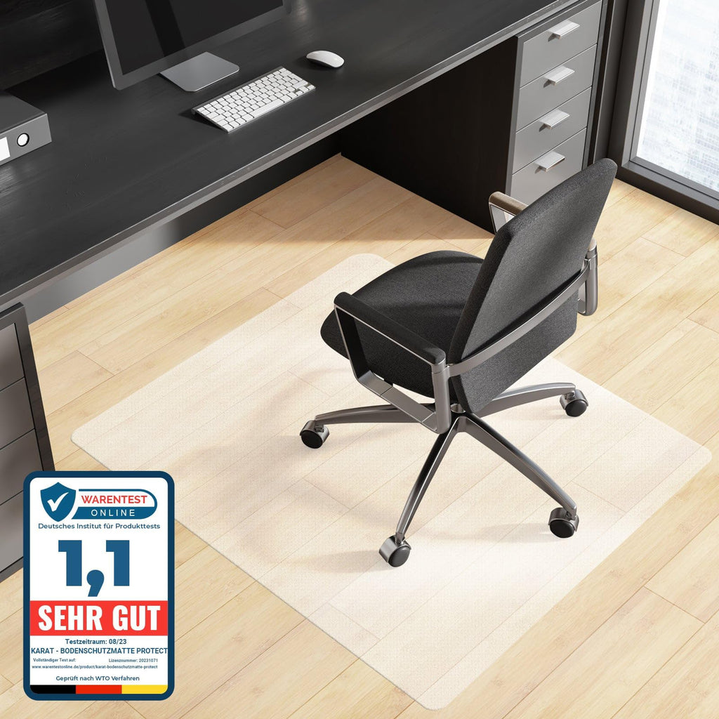 KARAT Bodenschutzmatte für Hartböden - 114 x 200 cm, milchweiß - Fußbodenschutz Bürostuhl Schutzmatte für Parkett Laminat Bodenmatte aus Polypropylen (Revolution)