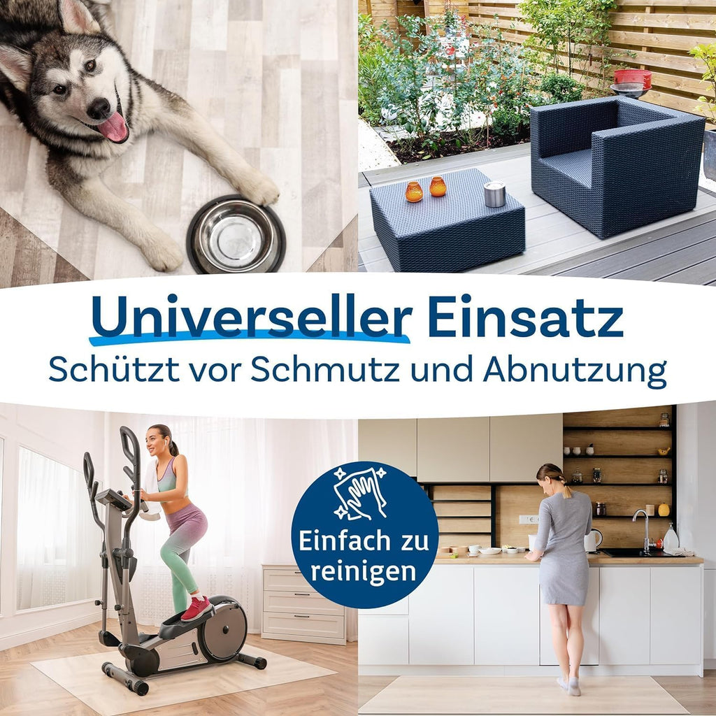 KARAT Bodenschutzmatte für Hartböden - 114 x 200 cm, milchweiß - Fußbodenschutz Bürostuhl Schutzmatte für Parkett Laminat Bodenmatte aus Polypropylen (Revolution)