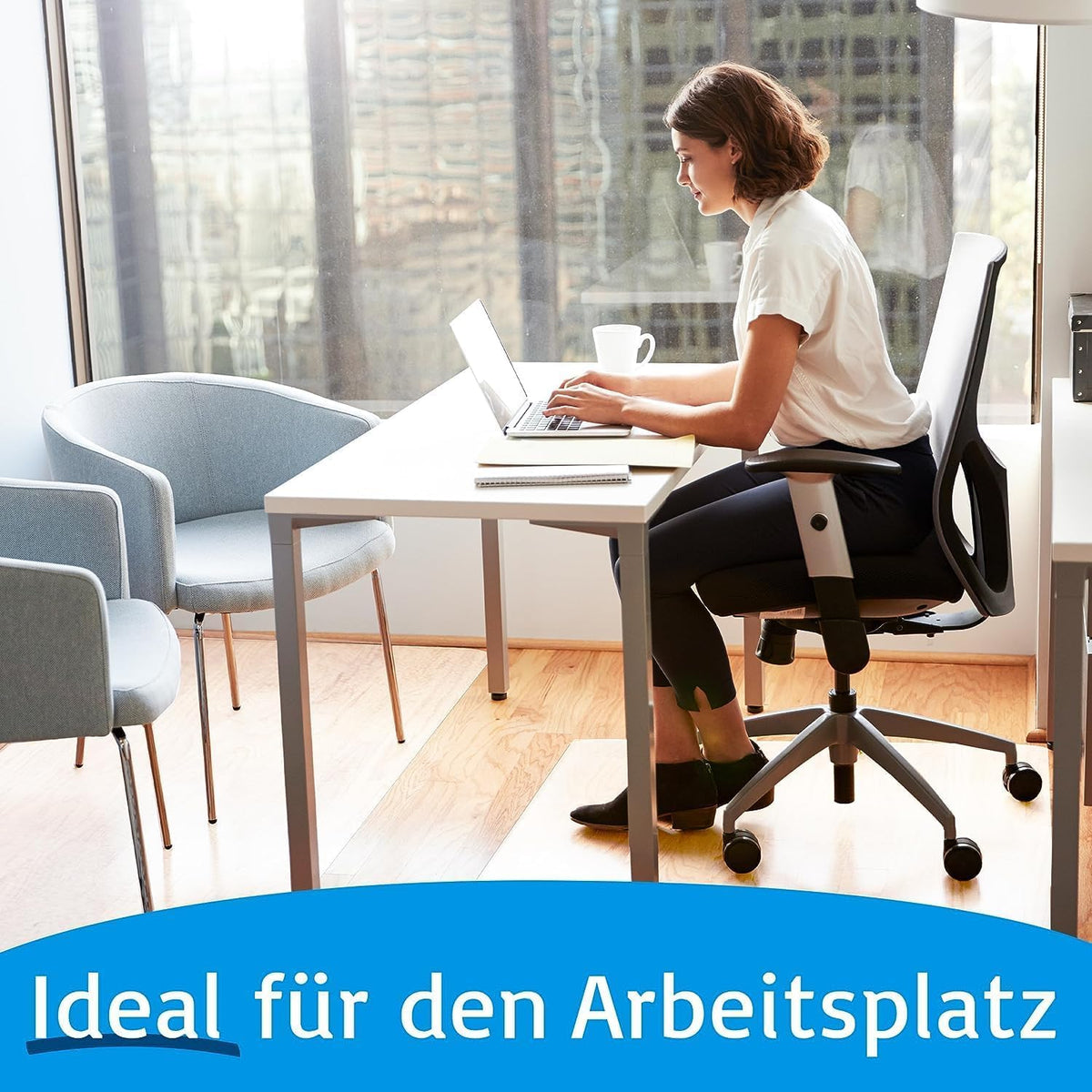 KARAT Bodenschutzmatte für Hartböden - 114 x 200 cm, milchweiß - Fußbodenschutz Bürostuhl Schutzmatte für Parkett Laminat Bodenmatte aus Polypropylen (Revolution)