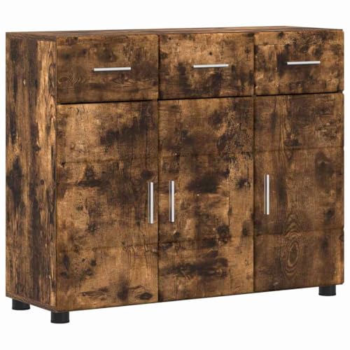 Schrank aus Holzwerkstoff mit Tür, modernes Design in Geräucherter Eiche, 88,5 x 30,5 x 73 cm, ideal für Homeoffice und Wohnzimmer
