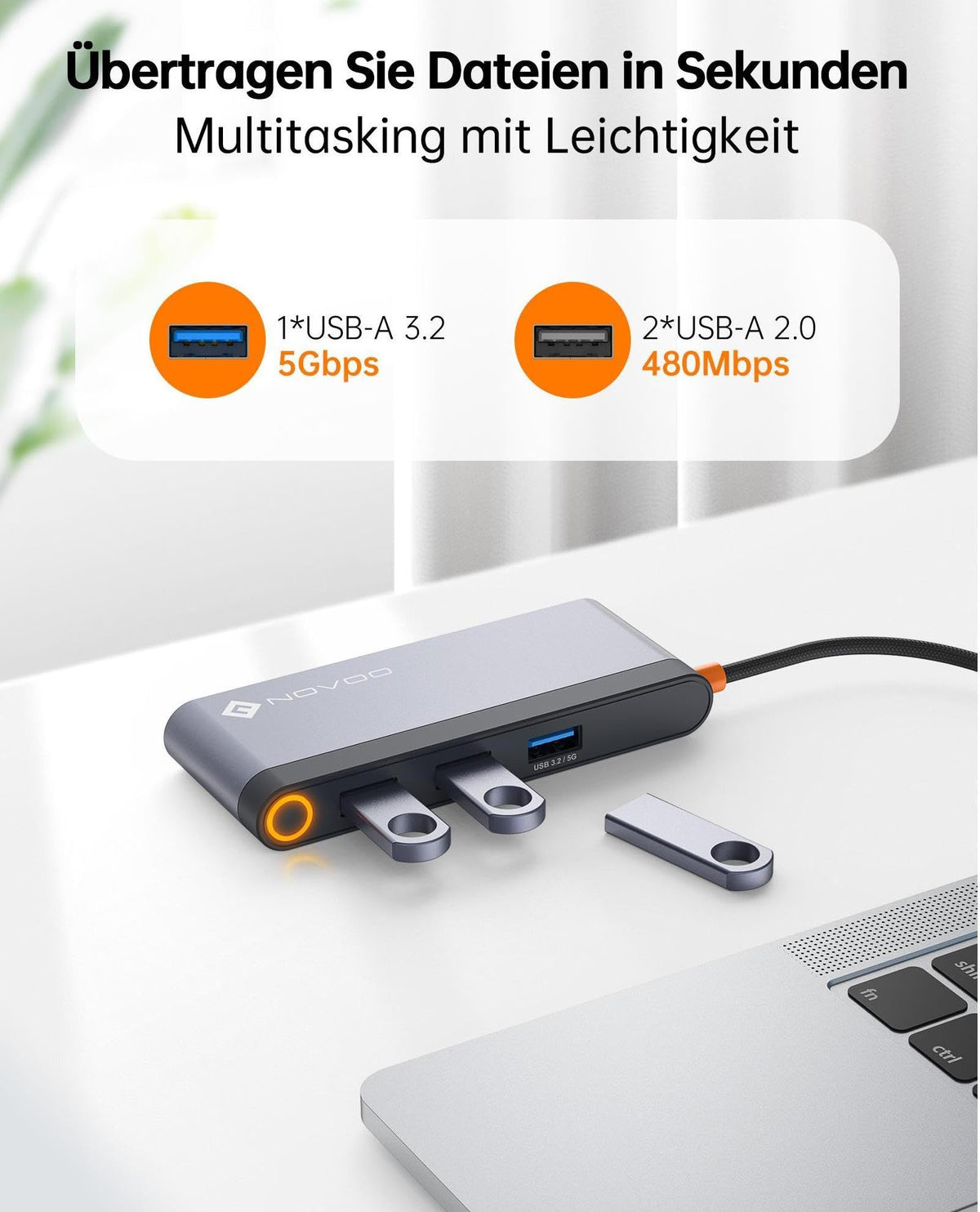NOVOO USB C Docking Station 4K@60Hz Dual HDMI USB C Hub Adapter mit 2 HDMI 4K@60Hz,PD 100W Schnellladen, 3X USB-A für MacBook Pro M2, Dell, HP, Lenovo, Surface und mehr Typ C Geräten