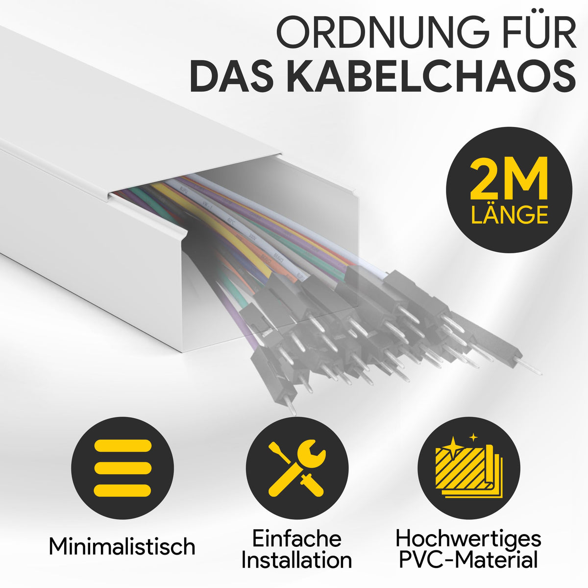 tktrading24 Kabelkanal aus hochwertigem PVC weiß Kabelleiste 2m - 1 Stück - 100x60mm