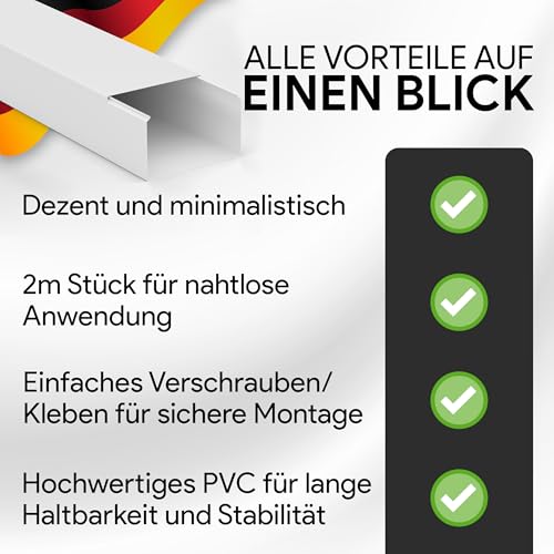 tktrading24 Kabelkanal aus hochwertigem PVC weiß Kabelleiste 2m - 1 Stück - 100x60mm