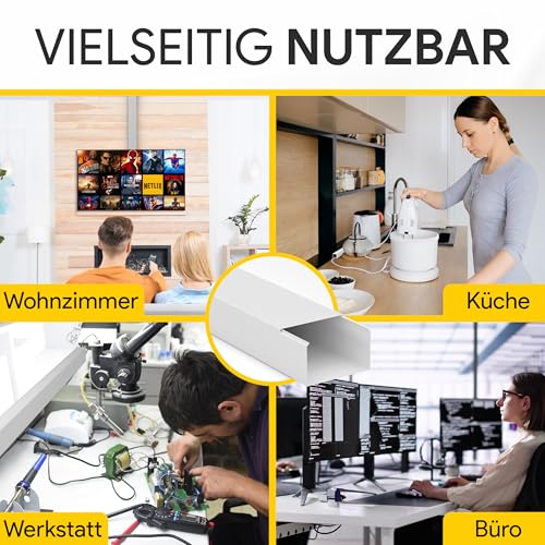 tktrading24 Kabelkanal aus hochwertigem PVC weiß Kabelleiste 2m - 1 Stück - 100x60mm