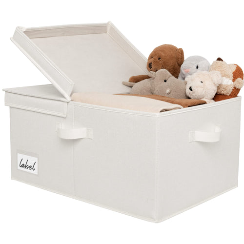 GRANNY SAYS Aufbewahrungsbox mit Deckel, Stoffkorb Aufbewahrung mit Deckel, Faltbare Aufbewahrungsbox Stoff, Aufbewahrungskörbe mit Deckel für Kleidung Spielzeug - Extra Groß, Perlweiß, 1 Stück