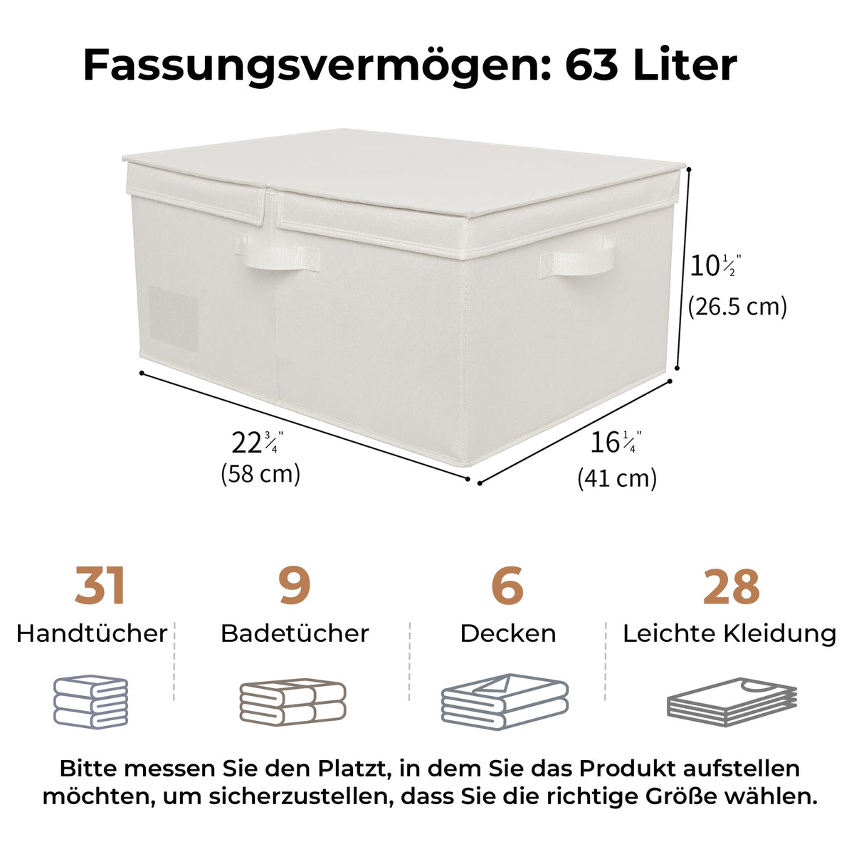 GRANNY SAYS Aufbewahrungsbox mit Deckel, Stoffkorb Aufbewahrung mit Deckel, Faltbare Aufbewahrungsbox Stoff, Aufbewahrungskörbe mit Deckel für Kleidung Spielzeug - Extra Groß, Perlweiß, 1 Stück