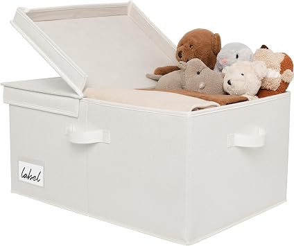 GRANNY SAYS Aufbewahrungsbox mit Deckel, Stoffkorb Aufbewahrung mit Deckel, Faltbare Aufbewahrungsbox Stoff, Aufbewahrungskörbe mit Deckel für Kleidung Spielzeug - Extra Groß, Perlweiß, 1 Stück