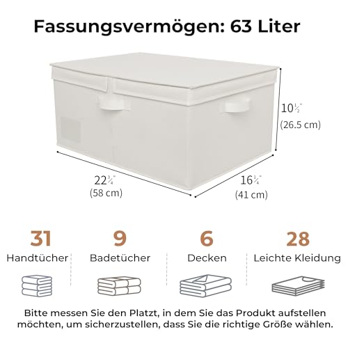 GRANNY SAYS Aufbewahrungsbox mit Deckel, Stoffkorb Aufbewahrung mit Deckel, Faltbare Aufbewahrungsbox Stoff, Aufbewahrungskörbe mit Deckel für Kleidung Spielzeug - Extra Groß, Perlweiß, 1 Stück