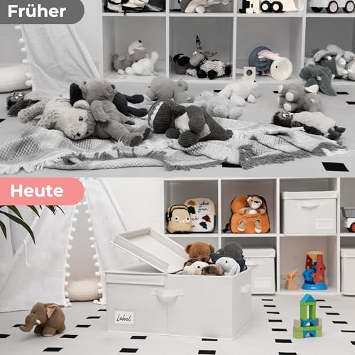 GRANNY SAYS Aufbewahrungsbox mit Deckel, Stoffkorb Aufbewahrung mit Deckel, Faltbare Aufbewahrungsbox Stoff, Aufbewahrungskörbe mit Deckel für Kleidung Spielzeug - Extra Groß, Perlweiß, 1 Stück