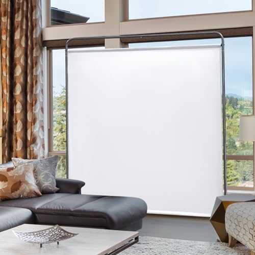 Angel Living Paravent 1 Teilig Raumteiler Freistehend Sichtschutzwand Raumteiler Stellwand Trennwand Sichtschutz für Büros, Balkon,Schlafzimmer,Außengarten,162 x 174cm (Weiß)