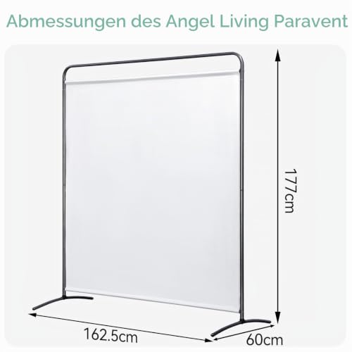 Angel Living Paravent 1 Teilig Raumteiler Freistehend Sichtschutzwand Raumteiler Stellwand Trennwand Sichtschutz für Büros, Balkon,Schlafzimmer,Außengarten,162 x 174cm (Weiß)