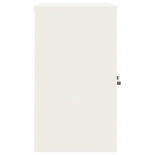 Aktenschrank, Büroschrank abschließbar mit 2 Türen und 1 Einlegeböden, Allzweckschrank Mehrzweckschrank aus Stahl für Home-Office, Weiß 90x40x70 cm