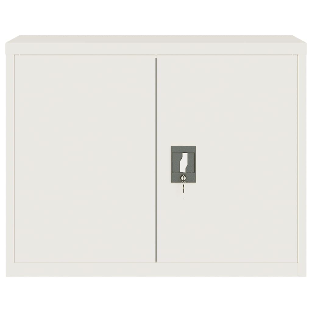 Aktenschrank, Büroschrank abschließbar mit 2 Türen und 1 Einlegeböden, Allzweckschrank Mehrzweckschrank aus Stahl für Home-Office, Weiß 90x40x70 cm