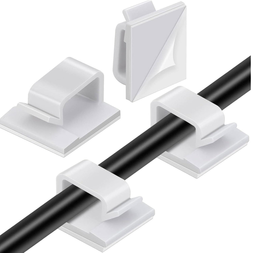 40 Stück Kabelhalter, Kabelführung Organizer Kabelclips Selbstklebend Outdoor Kabelklemmen, Kabel Haken Draht Halter für Kabelmanagement - Kabelbefestigung Lichterkette (Weiß)