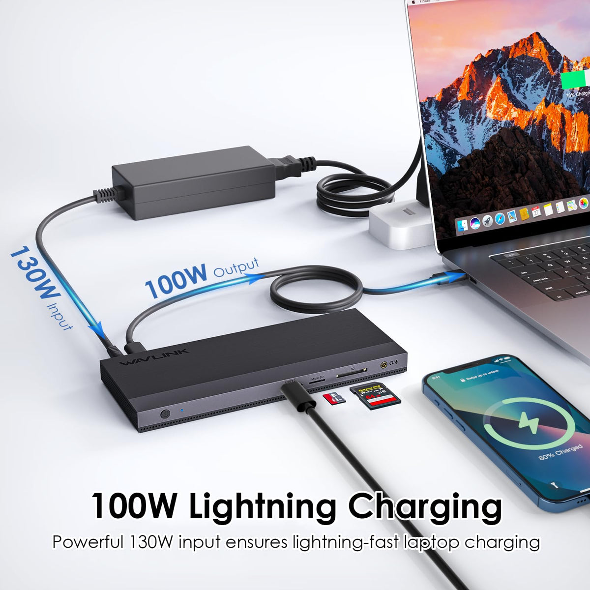 WAVLINK USB C 13-IN-1 Docking Station Triple Display mit 100W Netzteil
