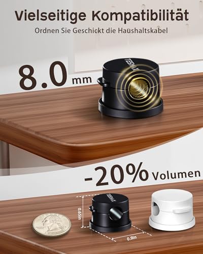 6 Stück Kabelhalter Selbstklebende Magnetische 360°Drehbar,Schwarz