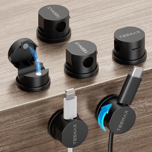 6 Stück Kabelhalter Selbstklebende Magnetische 360°Drehbar,Schwarz