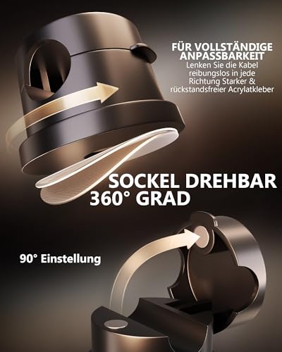 6 Stück Kabelhalter Selbstklebende Magnetische 360°Drehbar,Schwarz