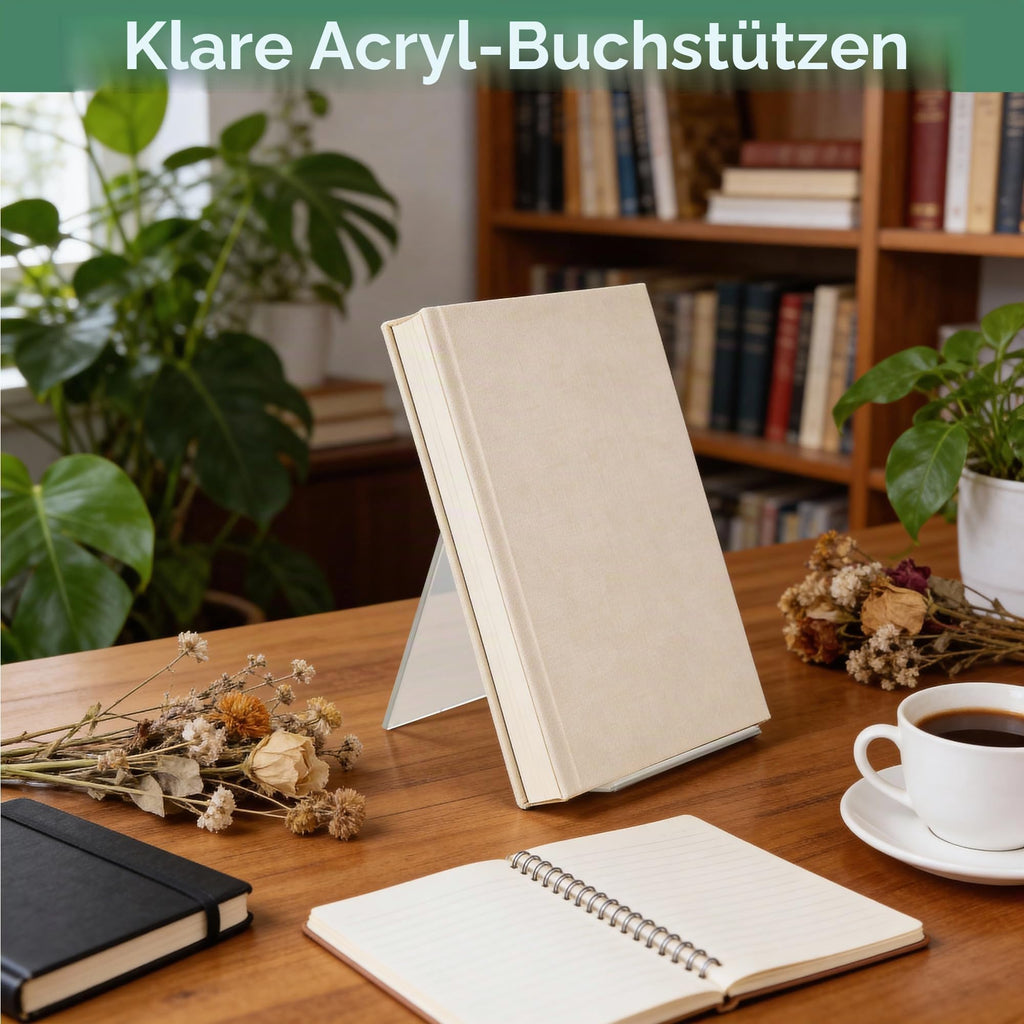 14 Stück Buchständer Acryl, 10 x 11.5 x 13 cm Transparente Buchstützen, 3mm Verstärkt Stabiler Bücherstütze, Multifunktionaler Book Stand für Büro, Schule, Bibliothek Bookends, Buchhalter Regal