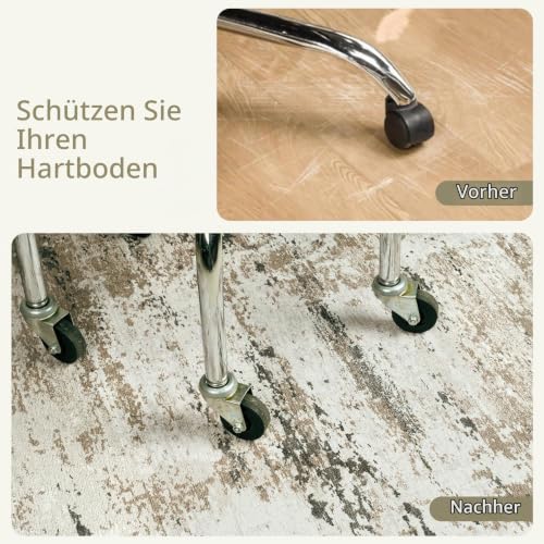 Cekene Teppich Bürostuhl Geeignet Bodenschutzmatte 120x150cm Taupe Rutschfeste Bodenschutzmatte Bürostuhl für Hartböden Abstrakt Bürostuhl Unterlage Schreibtischstuhl Unterlage für Laminat und Fliesen