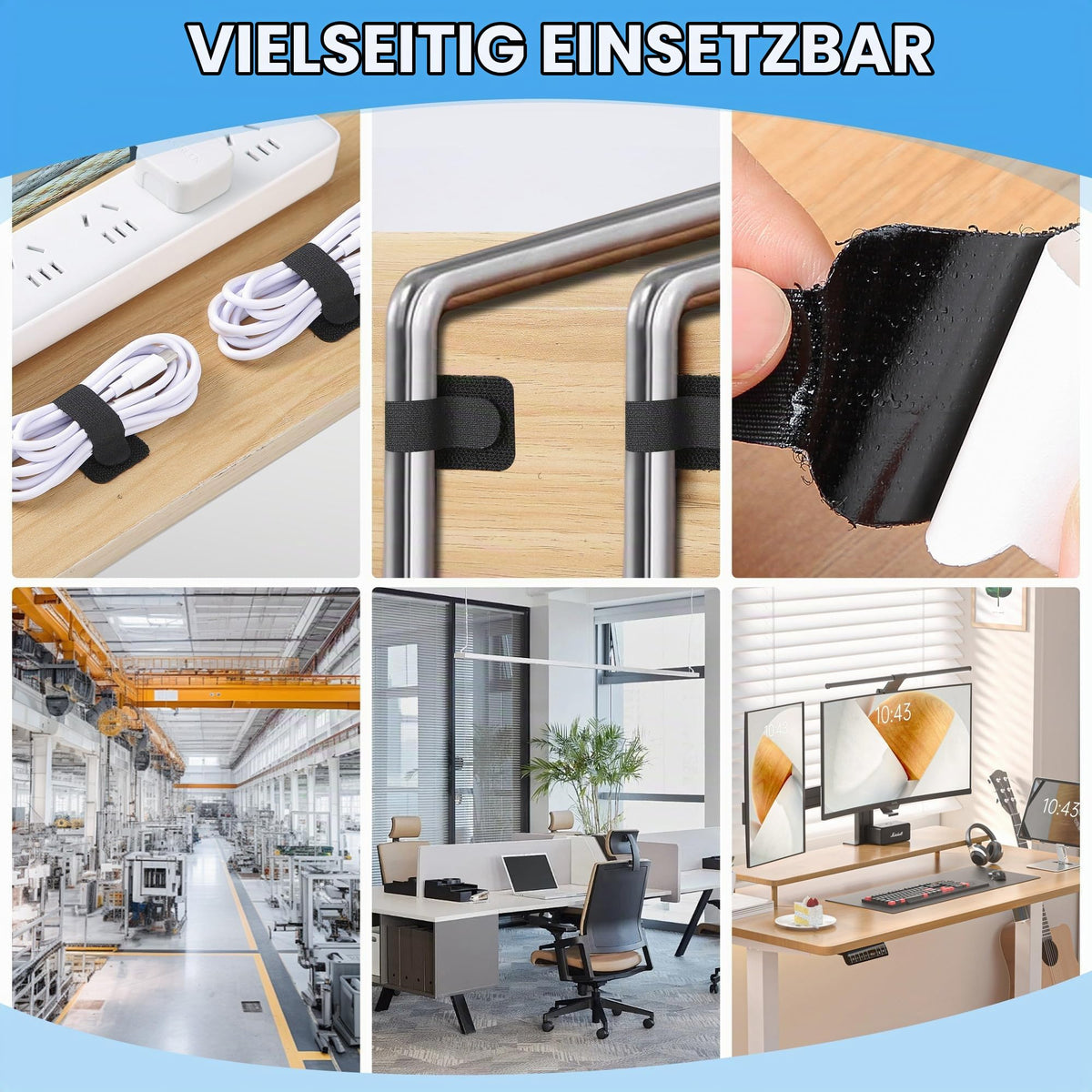 60 Stück Kabelbinder Selbstklebend, Kabel-Organizer, Kabelbinder Selbstklebend Klettband Kabel Organizer, für Kabelführung, Schreibtisch Organizer für Cable Management im Büro, Homeoffice
