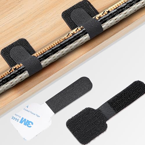 60 Stück Kabelbinder Selbstklebend, Kabel-Organizer, Kabelbinder Selbstklebend Klettband Kabel Organizer, für Kabelführung, Schreibtisch Organizer für Cable Management im Büro, Homeoffice