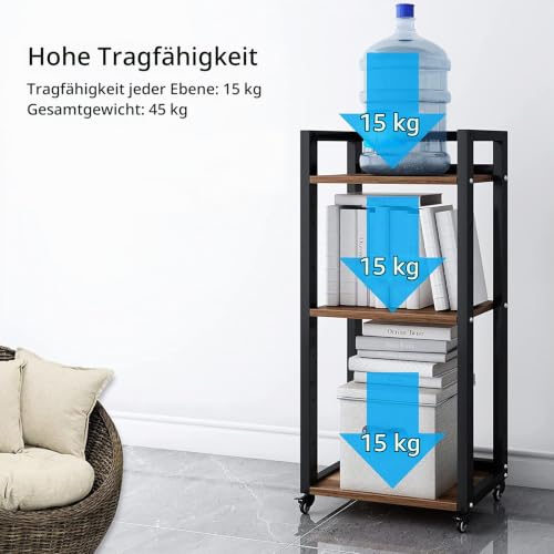 PUNCIA Druckertisch 3-stöckiger Druckerständer mit Rollen höhenverstellbar