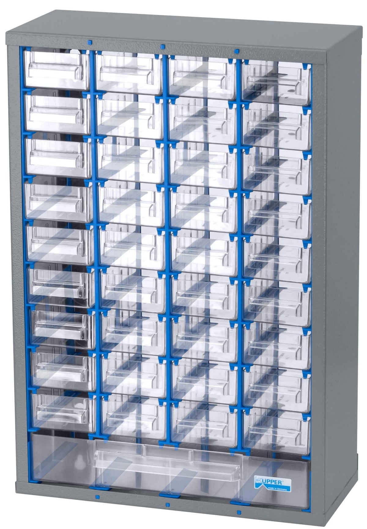 Küpper Kleinteilemagazin 50098, Stabiler Magazinschrank aus Stahlblech mit 37 Schubladen, Werkstatt-Organizer zur Wandmontage, 32 x 47 x 14 cm,