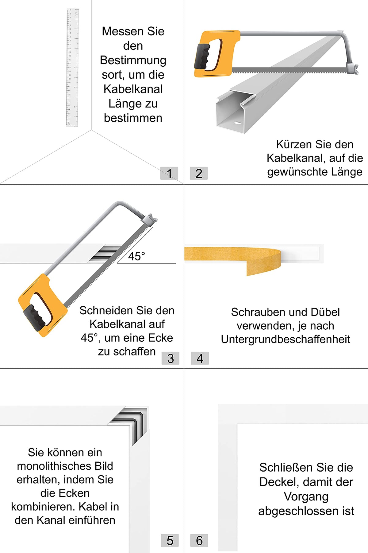 CILSON Kabelkanal, 15x10 mm, 10x1 m, Weiß, selbstklebend