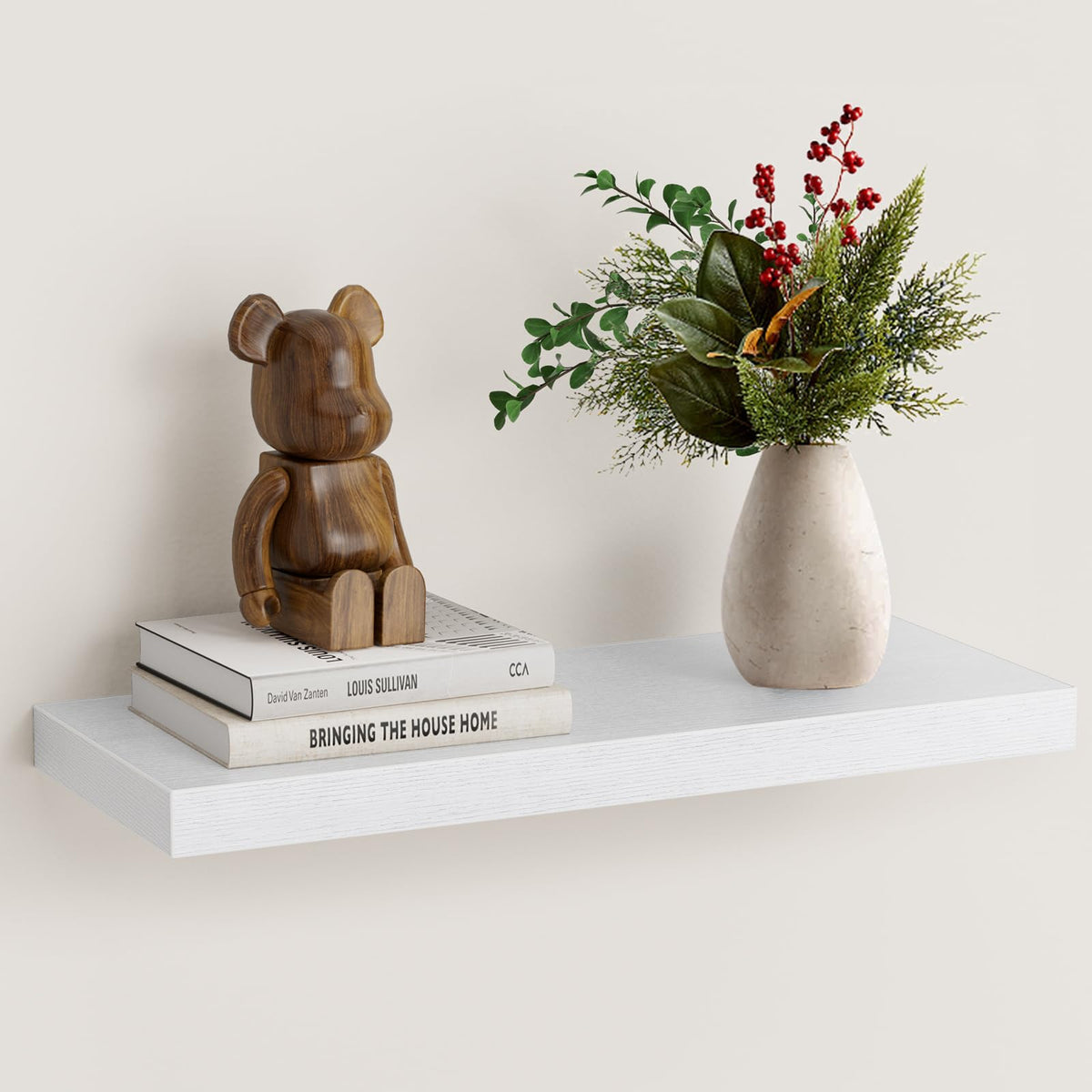 STOREMIC 40 cm MDF Wandregal mit unsichtbaren Halterungen, 1er-Set, Weiß
