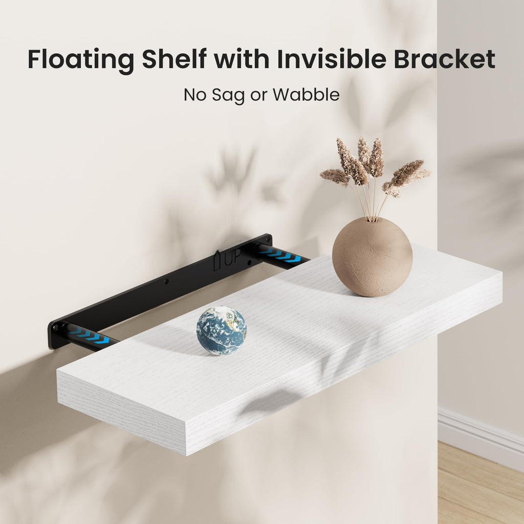 STOREMIC 40 cm MDF Wandregal mit unsichtbaren Halterungen, 1er-Set, Weiß