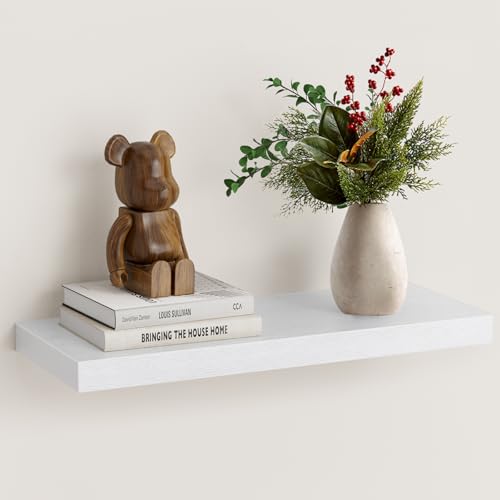 STOREMIC 40 cm MDF Wandregal mit unsichtbaren Halterungen, 1er-Set, Weiß