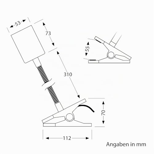 ledscom.de Klemmleuchte WAIKA mit Schwanenhals und Schalter schwarz matt, inkl. GU10 LED Lampe (warmweiß, 4,914W, 450lm, 100°)