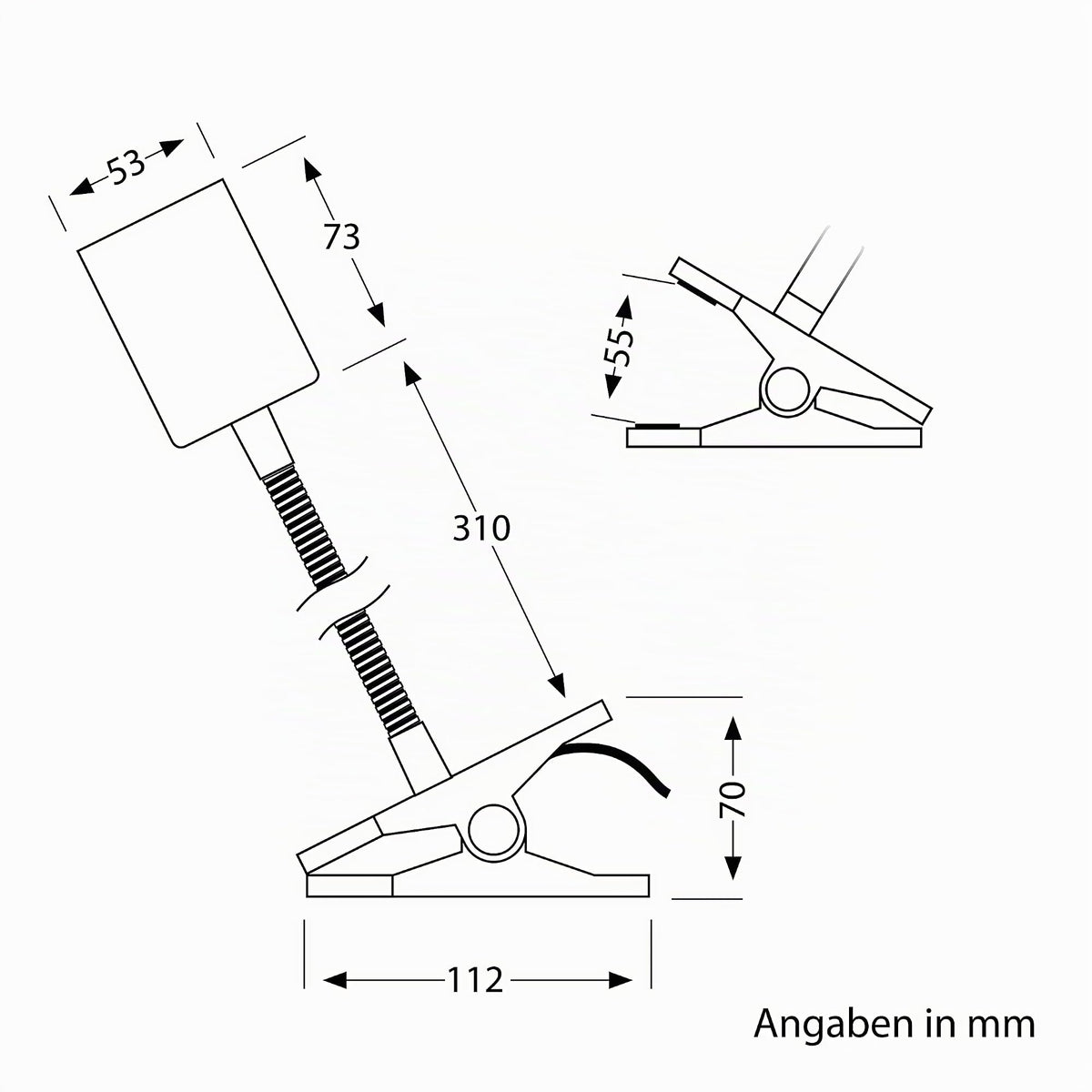 ledscom.de Klemmleuchte WAIKA mit Schwanenhals und Schalter schwarz matt, inkl. GU10 LED Lampe (warmweiß, 4,914W, 450lm, 100°)