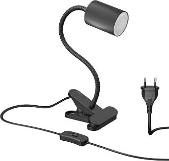 ledscom.de Klemmleuchte WAIKA mit Schwanenhals und Schalter schwarz matt, inkl. GU10 LED Lampe (warmweiß, 4,914W, 450lm, 100°)