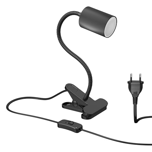 ledscom.de Klemmleuchte WAIKA mit Schwanenhals und Schalter schwarz matt, inkl. GU10 LED Lampe (warmweiß, 4,914W, 450lm, 100°)
