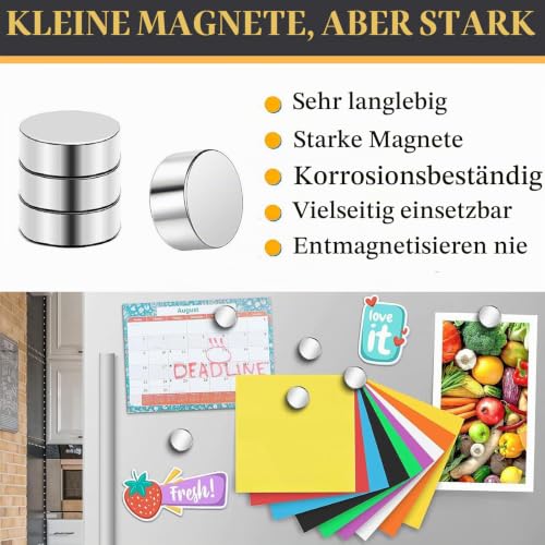 100 Stück Neodym Magnete Extra Stark, 5 x 2mm Magnet Für Magnettafel, Rund Kleine Mini Starke Magneten, Vernickelter Stahl Kühlschrank Magnete Für Haus, Büro und Schule, Silber
