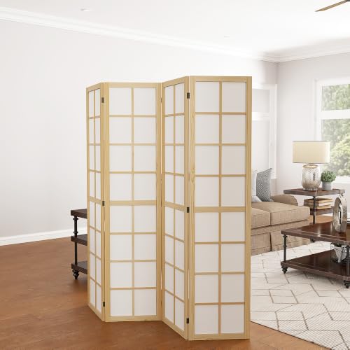 HOMCOM Paravent Raumteiler für Wohnzimmer 4-teilig 160 x 170 cm Natur