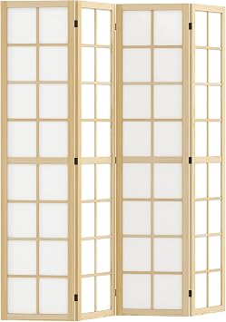 HOMCOM Paravent Raumteiler für Wohnzimmer 4-teilig 160 x 170 cm Natur