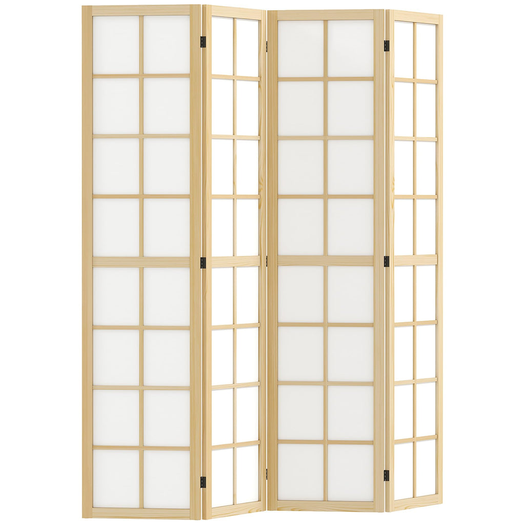 HOMCOM Paravent Raumteiler für Wohnzimmer 4-teilig 160 x 170 cm Natur