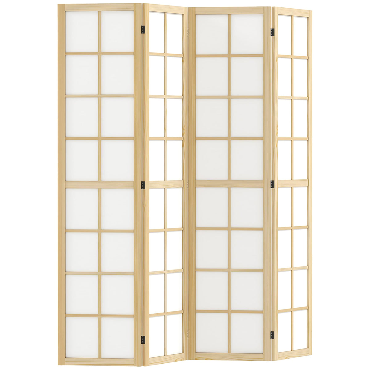 HOMCOM Paravent Raumteiler für Wohnzimmer 4-teilig 160 x 170 cm Natur