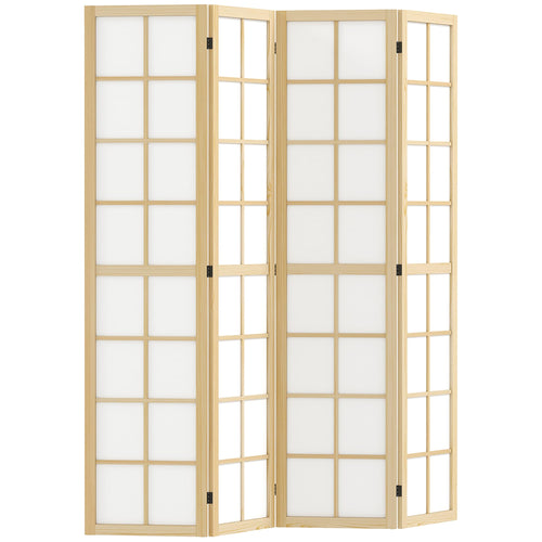 HOMCOM Paravent Raumteiler für Wohnzimmer 4-teilig 160 x 170 cm Natur